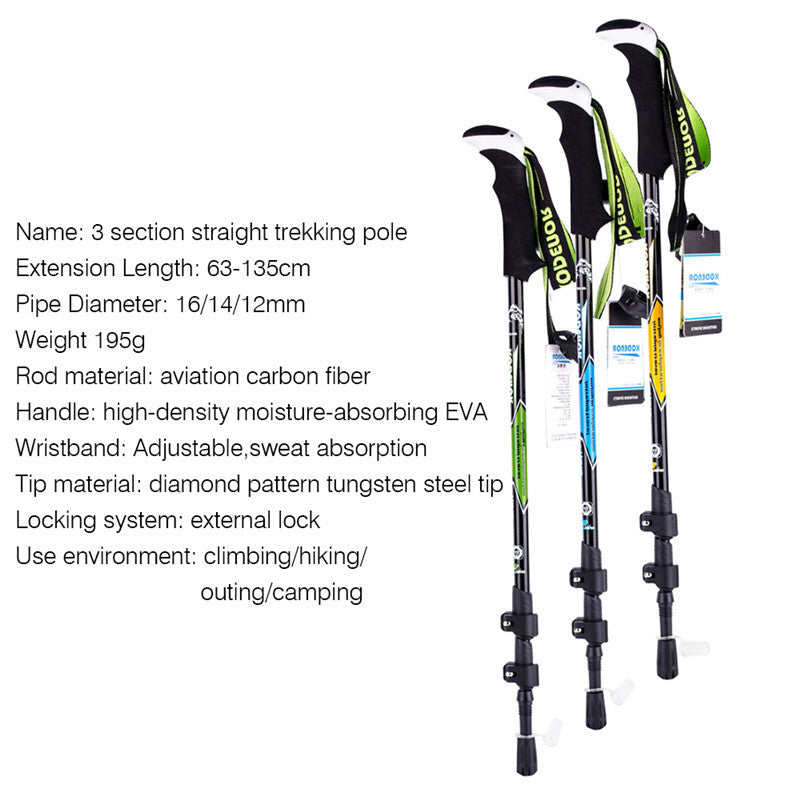 Multifunctional Carbon Fiber Trekking Pole Telescopic Folding