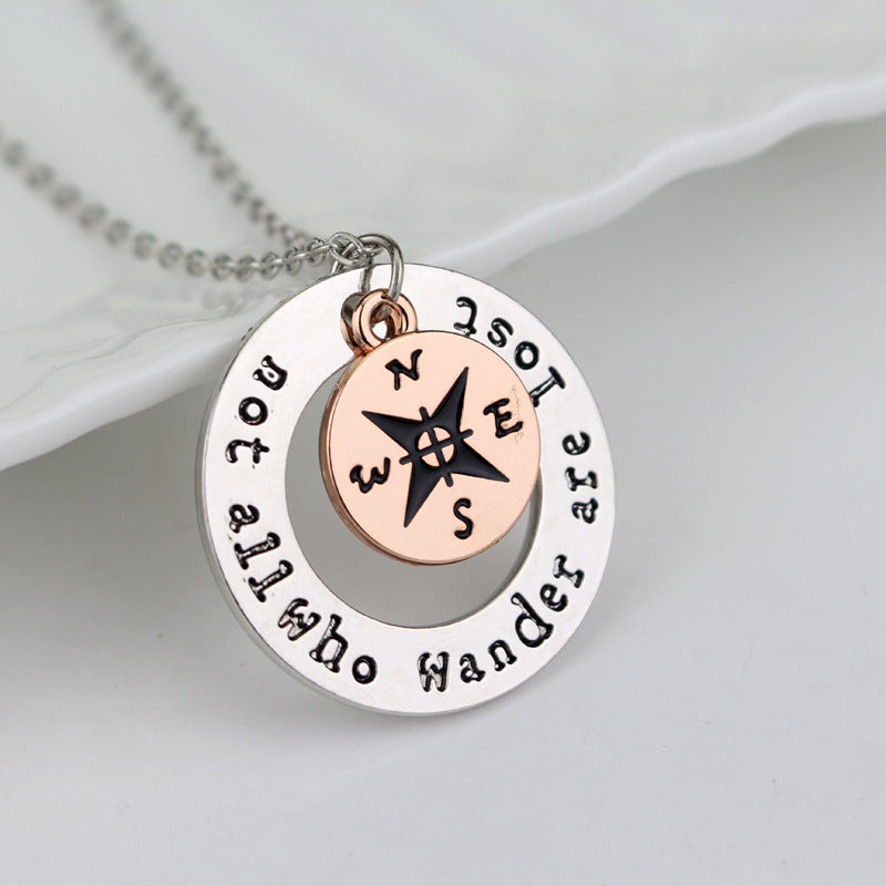 Compass compass letter necklace