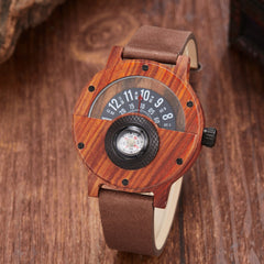 Multifunctional compass wooden watch