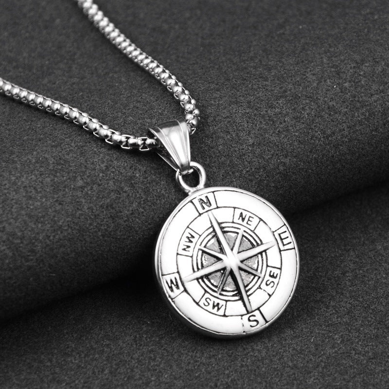 Compass compass titanium steel necklace