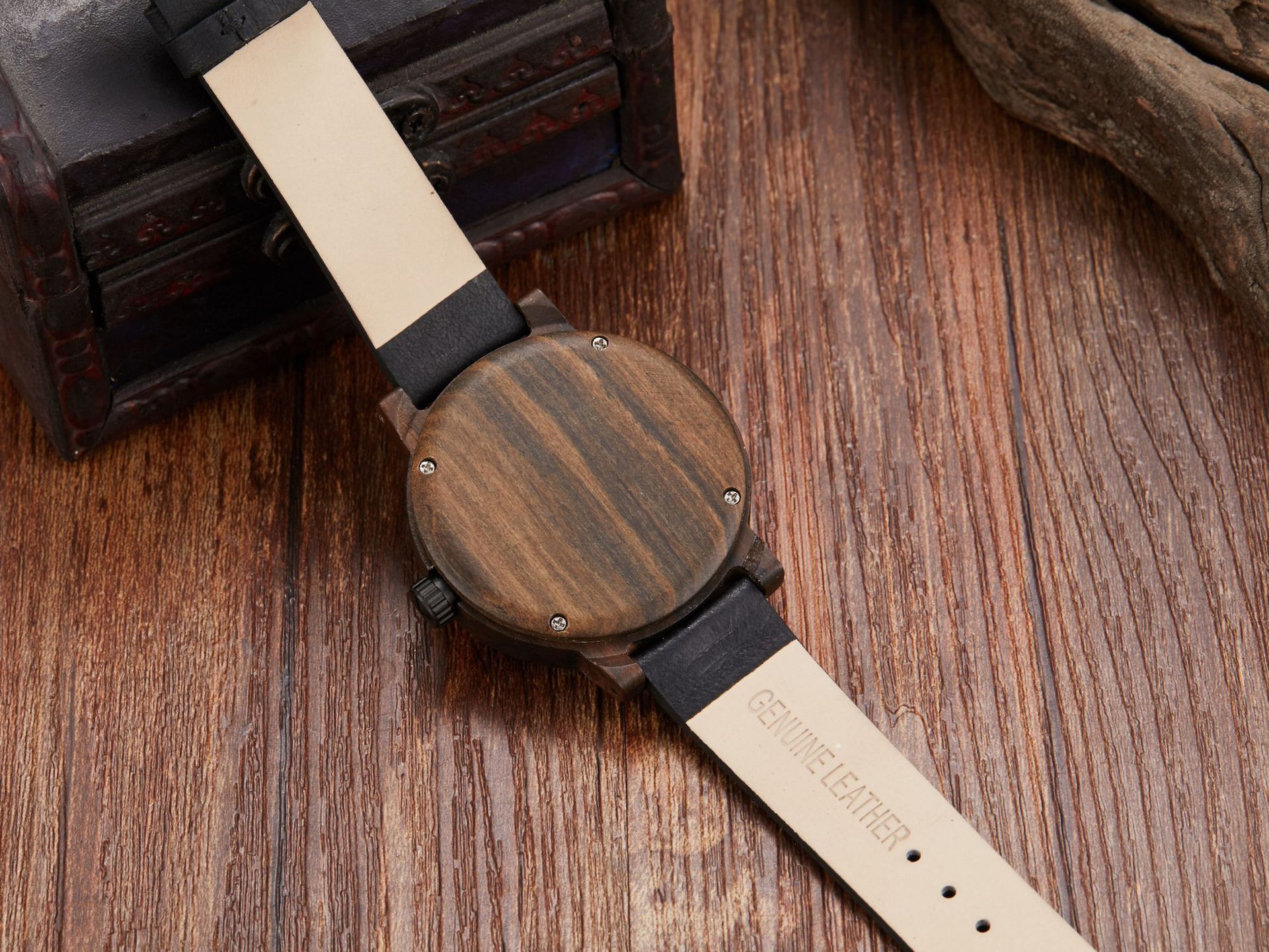 Multifunctional compass wooden watch