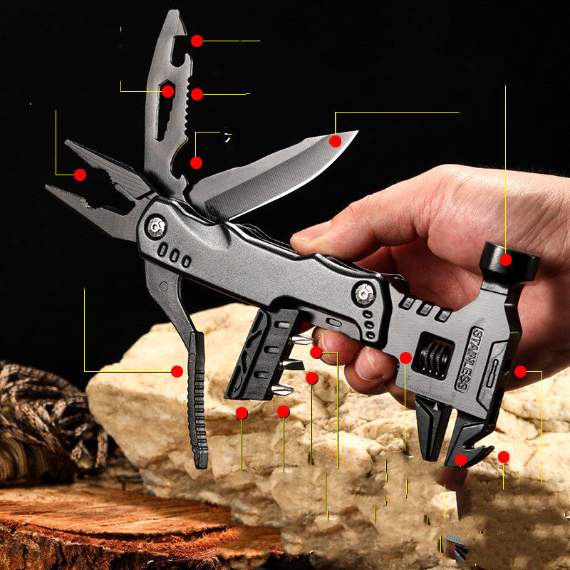 Outdoor Knife Pliers EDC Tool Black Multi-functional Adjustable Wrench