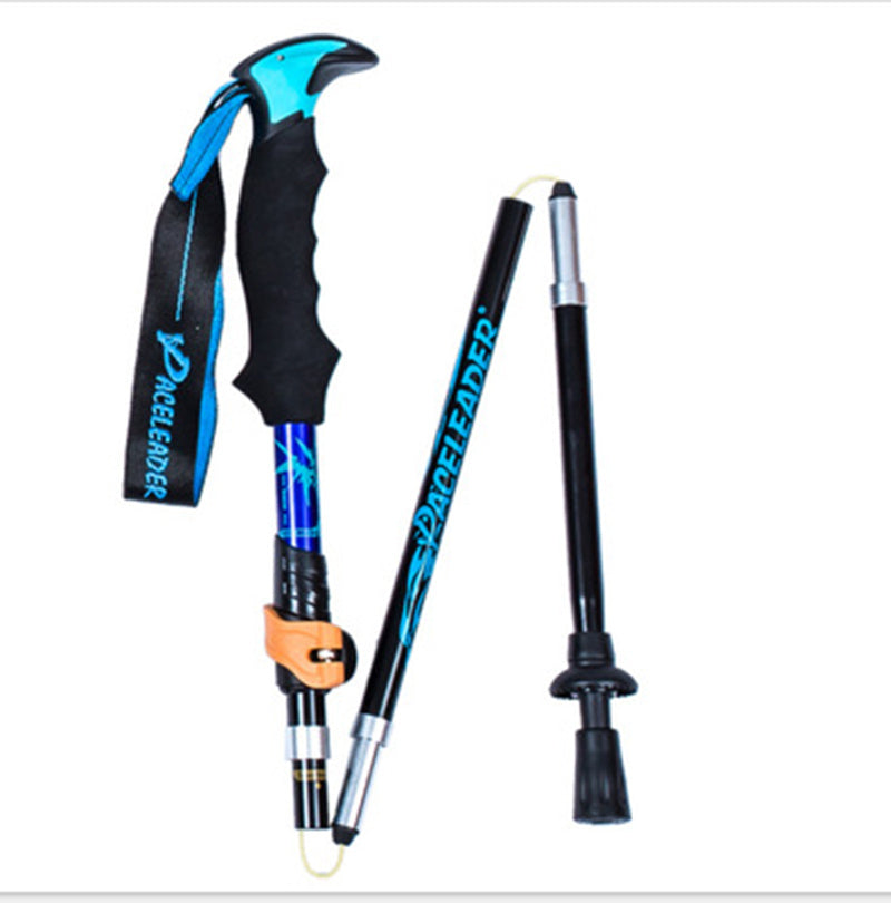 Folding Straight Handle Retractable Trekking Pole