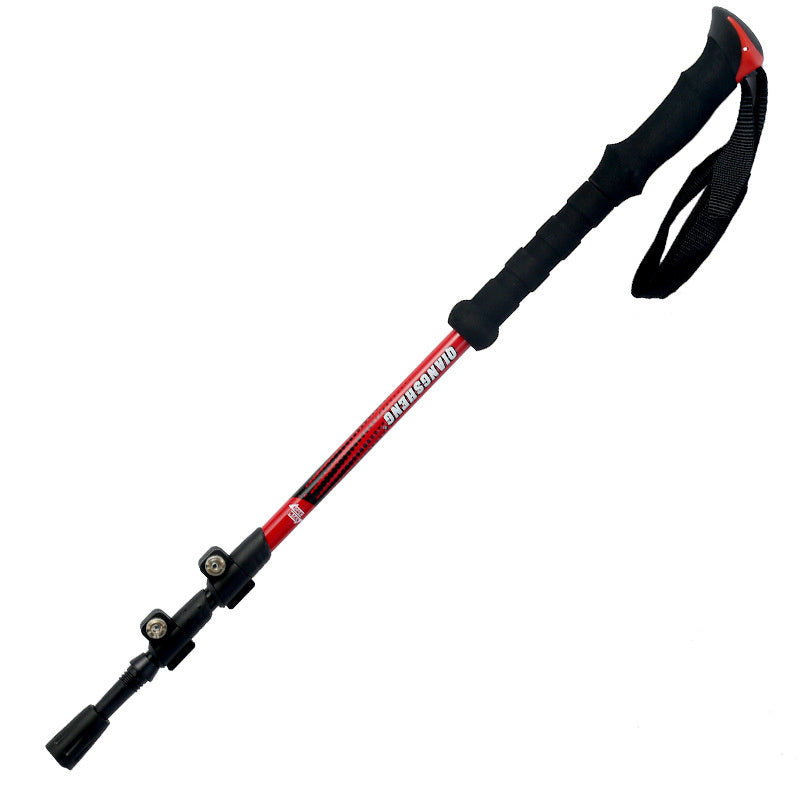 Outdoor Straight Handle Trekking Pole With Outer Lock Telescopic